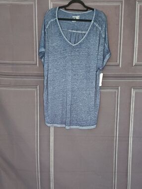 Terra & Sky Heathered Navy V-Neck Short Sleeve Tee